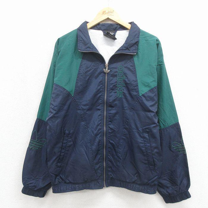 M/古着 アディダス  長袖 ナイロン ジャケット メンズ 90年代 90s リーフトレフォイル ネイビー【spe】 26may23 adidas（アディダス） M/古着 長袖 ナイロン ジャケット メンズ 90年代