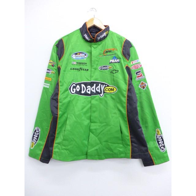 L/古着 長袖 レーシング ジャケット GO Daddy.COM 緑 グリーン 19oct23 