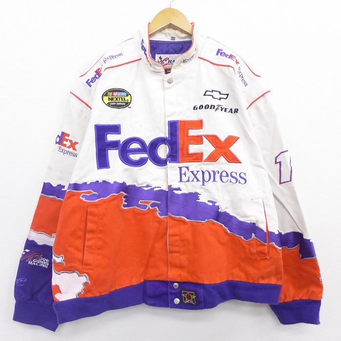 XL/古着 長袖 レーシング ジャケット ジェフハミルトン FedEx シボレー 