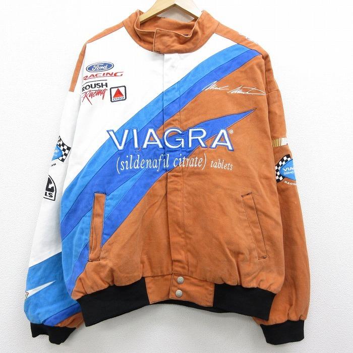 XL/古着 長袖 レーシング ジャケット 00s VIAGRA NASCAR 刺繍 コットン  