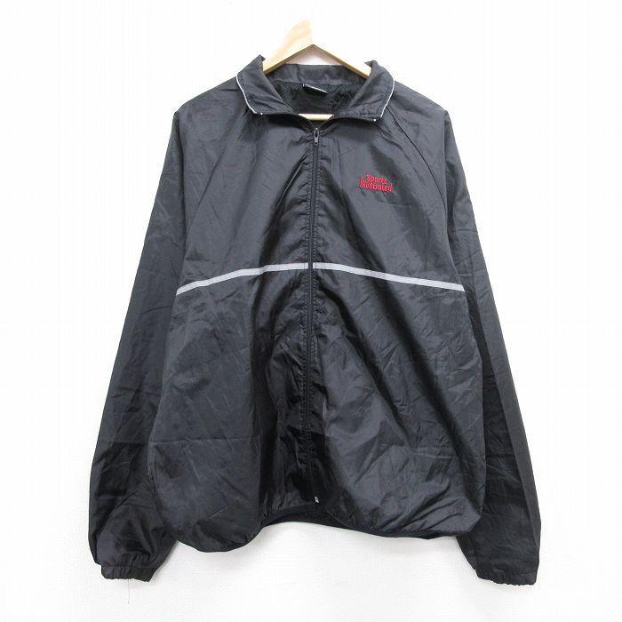 XL/古着 長袖 ジャケット メンズ Sports Illustrated 刺繍 リフレクター ラグラン 黒 ブラック 内側メッシュ