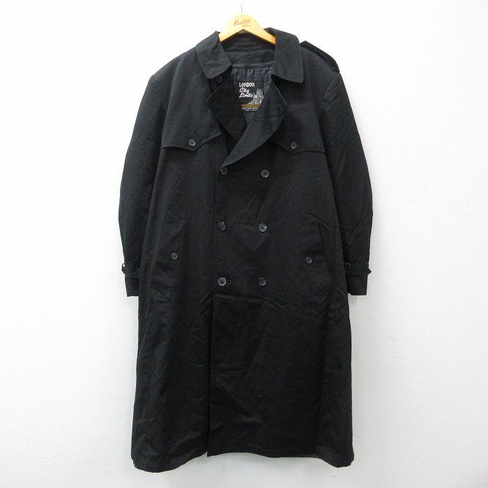 XL/古着 長袖 トレンチ コート メンズ 00s 大きいサイズ ロング丈 黒 