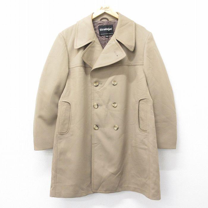 L/古着 長袖 コート メンズ 80s ロング丈 ベージュ カーキ 24oct16