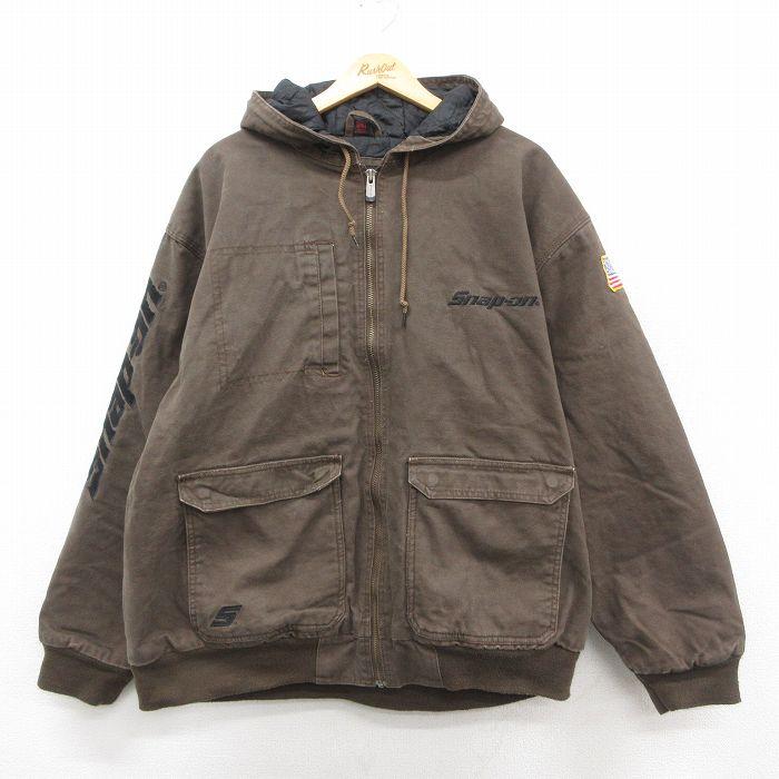 XL/古着 長袖 ジャケット パーカー メンズ snapon スナップオン ダック