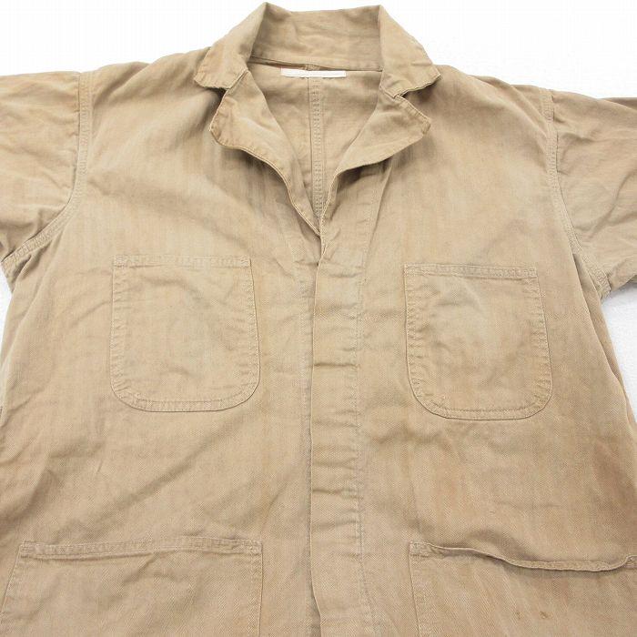 60'sビンテージ古着！オールブラックのヘリンボーン織りショップコート 60'sビンテージ古着！オールブラックのヘリンボーン織りショップ