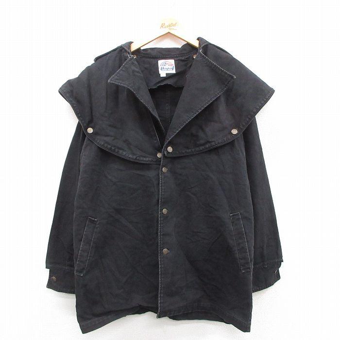50%OFF】XL/古着 長袖 ジャケット メンズ ダック地 ロング丈 黒 