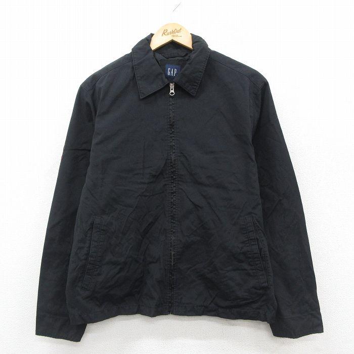 00s OLD GAP 古着 ウールジャケット ジップブルゾン 短丈 M 黒 GAP L