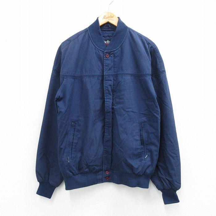 L/古着 長袖 ダービー ジャケット メンズ 紺 ネイビー 25oct30 中古