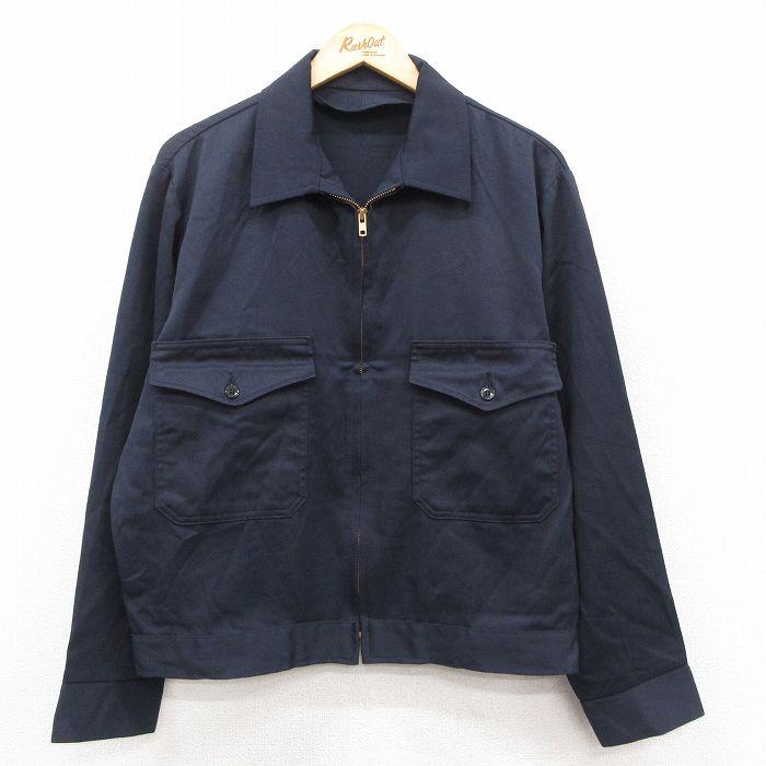 XL/古着 長袖 ワーク ジャケット メンズ 80年代 80s USA製 紺 25dec10