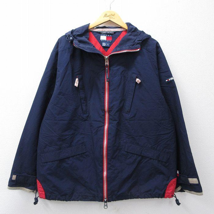 XL/古着 トミーヒルフィガー 長袖 ブランド ジャケット パーカー メンズ 90年代 90s 紺他 内側メッシュ 26feb25 TOMMY HILFIGER（トミー・ヒルフィガー） XL/古着 長袖 ブランド