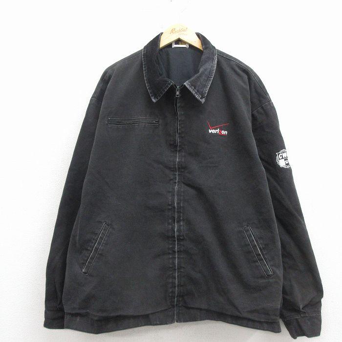 XL/古着 長袖 ジャケット メンズ 90年代 90s verizon ダック地 大きい 