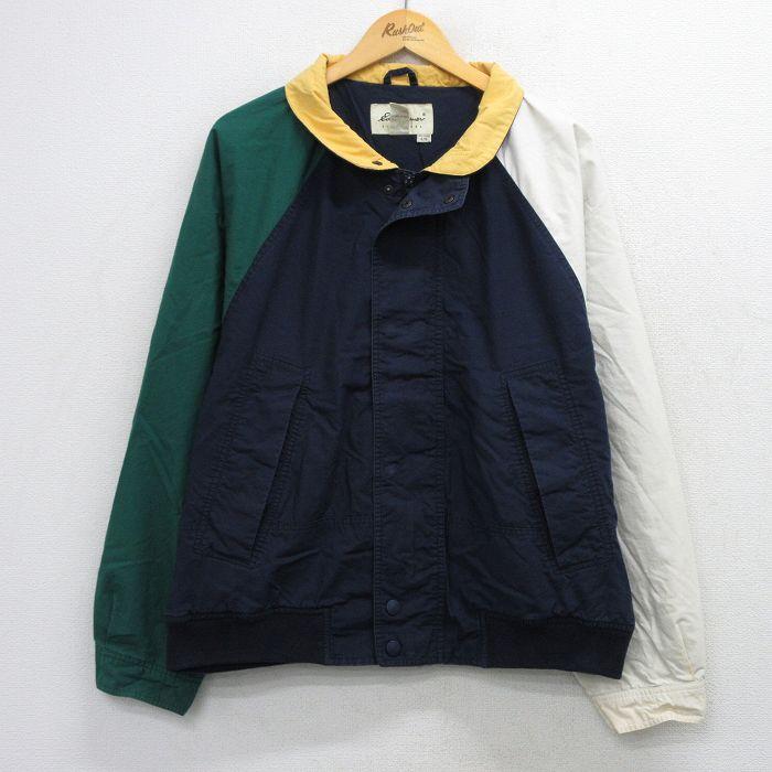 L/古着 エディーバウアー 長袖 ジャケット メンズ 00年代 00s マルチカラー ラグラン 大きいサイズ コットン 紺他【spe】 26apr22 Eddie Bauer（エディーバウアー） L/古着 長袖 ジャケット メンズ 00