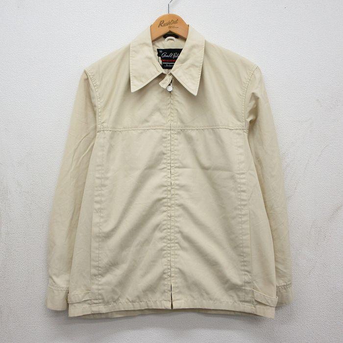 M/古着 長袖 ジャケット スイングトップ メンズ 80年代 80s 薄ベージュ