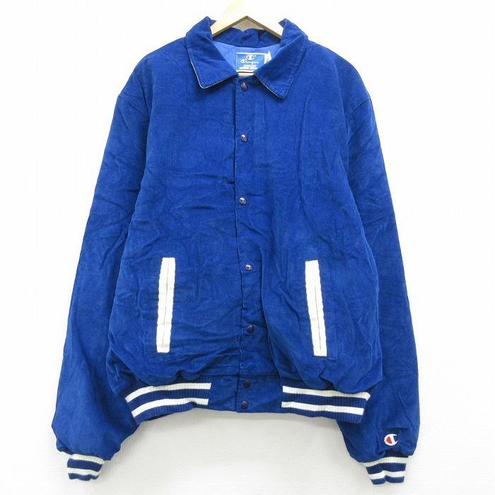 Xl 古着 長袖 スタジャン 90s チャンピオン Champion ワンポイントロゴ Oneida コーデュロイ 大きいサイズ 青 ブルー 内側キルティング nov23 中古 メンズ ア Oust 古着屋rushout 通販 Yahoo ショッピング