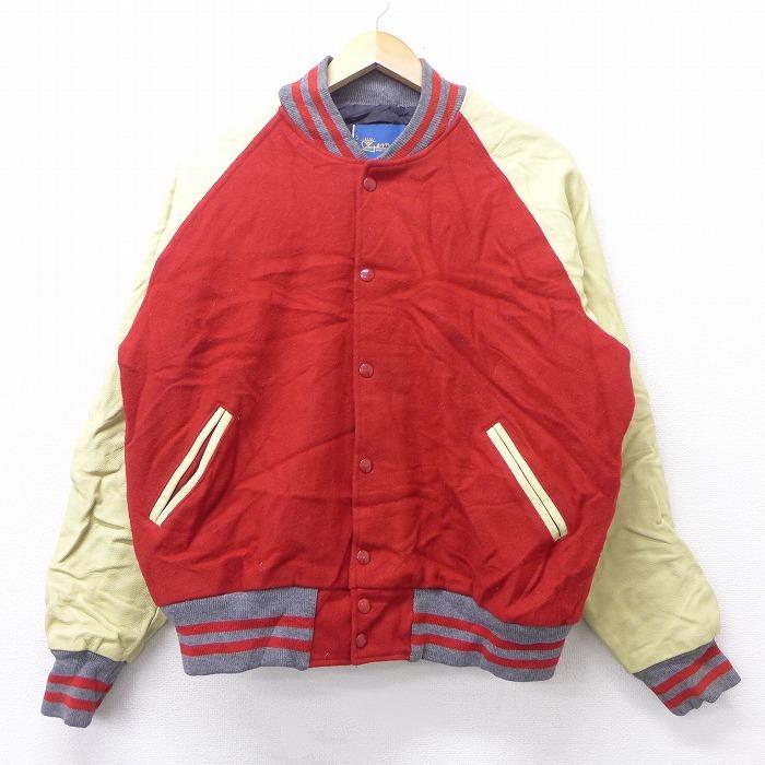 Xl 古着 長袖 スタジャン 90s 無地 袖レザー 内側キルティング ラグラン 赤他 レッド 21jan06 中古 メンズ アウター ジャンパー ブルゾン Oust 古着屋rushout 通販 Yahoo ショッピング