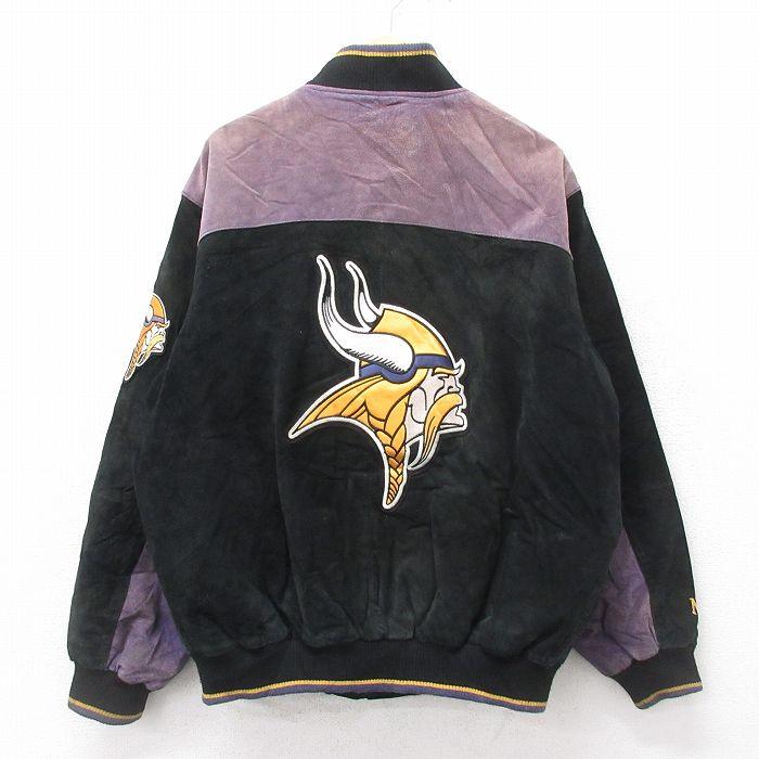 XL/古着 長袖 スエード レザー ジャケット スタジャン メンズ 00s NFL 