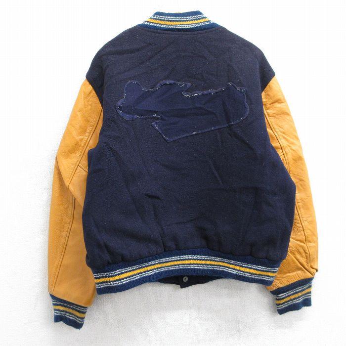 XL/古着 長袖 スタジャン メンズ 90年代 90s 袖レザー ツートンカラー