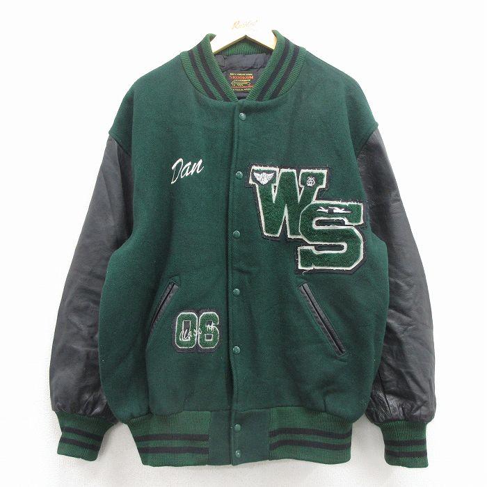 XL/古着 スクーカム 長袖 スタジャン メンズ 00年代 00s WS 袖レザー