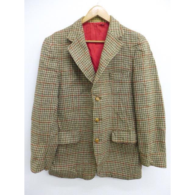 M 古着 テーラード ジャケット ハリスツイード Harris Tweed 千鳥格子 緑系 グリーン 19jan30 中古 メンズ アウター Outa 古着屋rushout 通販 Yahoo ショッピング