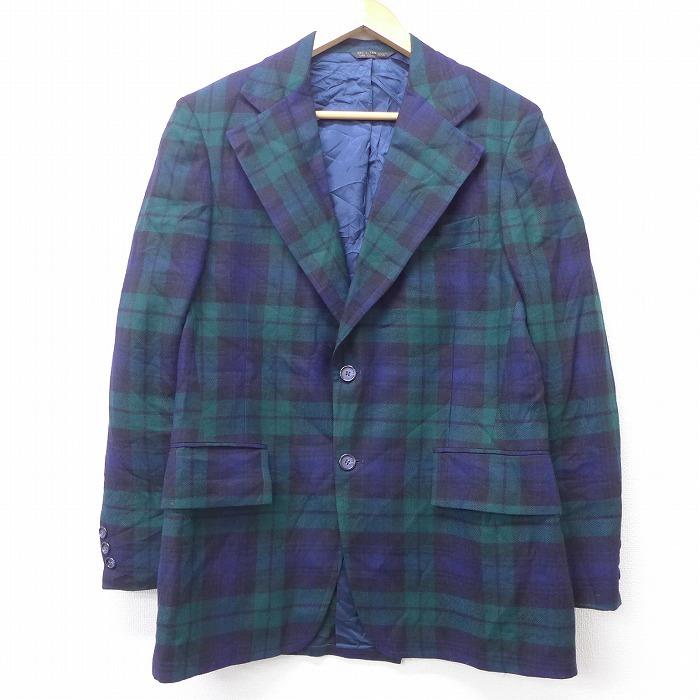 S 古着 長袖 テーラード ジャケット 80年代80s ウール 緑他 グリーン タータン チェック 21jan07 中古 メンズ アウター Outa 古着屋rushout 通販 Yahoo ショッピング