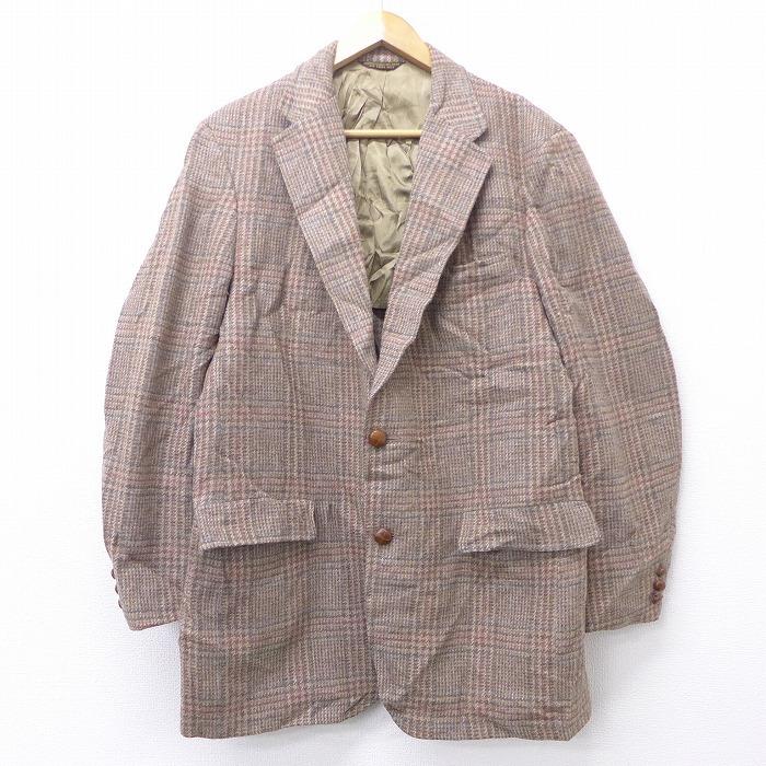 M 古着 長袖 テーラード ジャケット 90s ウール 茶他 ブラウン チェック 21jan07 中古 メンズ アウター Outa 古着屋rushout 通販 Yahoo ショッピング