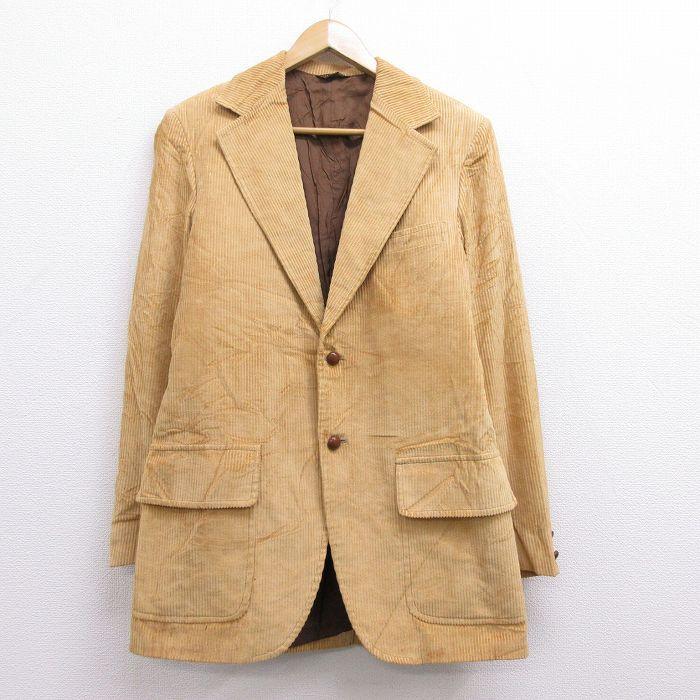 M 古着 長袖 テーラード ジャケット メンズ 80s コーデュロイ 太畝 ベージュ系 カーキ 21oct06 中古 アウター Outa 古着屋rushout 通販 Yahoo ショッピング