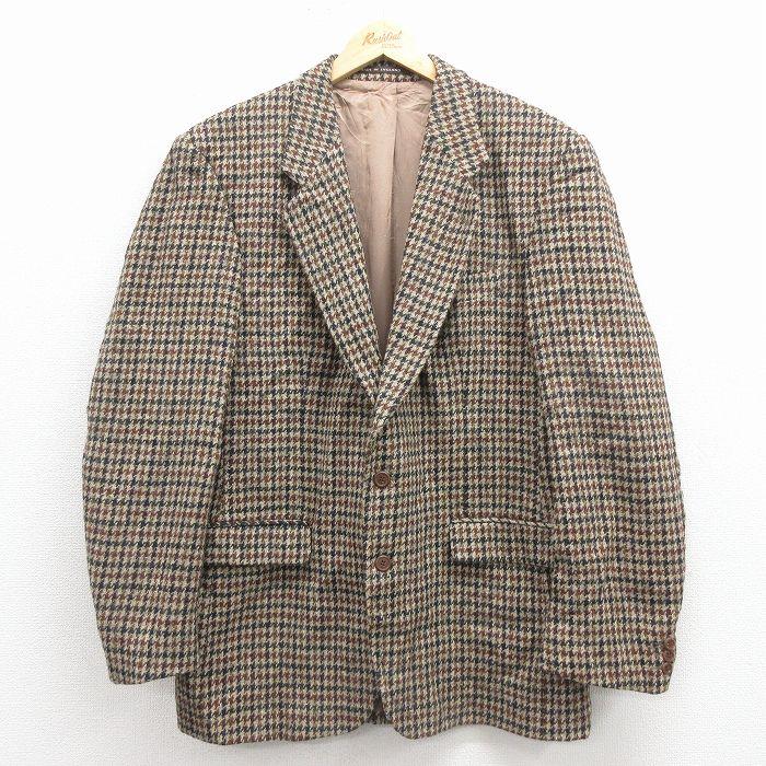 M/古着 長袖 テーラード ジャケット メンズ ハリスツイード 手織り