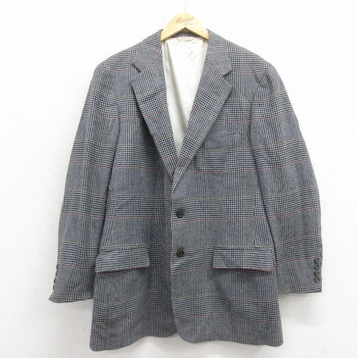 L/古着 ラルフローレン 長袖 ブランド テーラード ジャケット メンズ 90年代 90s ロング丈 USA製 グレー他 チェック【spe】 25dec25 POLO RALPH LAUREN（ポロ・ラルフローレン） L/古着 ラルフローレン