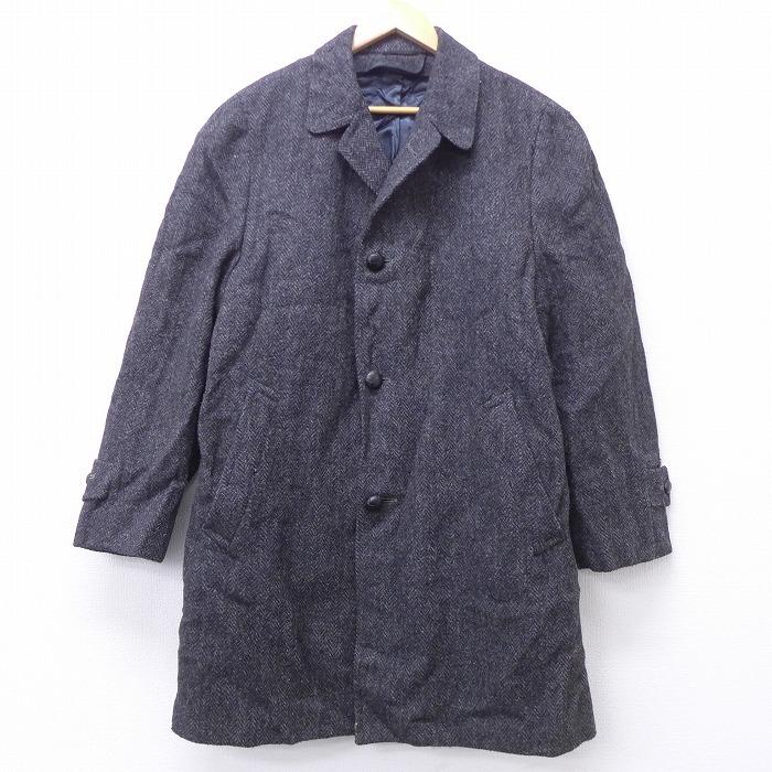 L 古着 長袖 ウール コート 80s ハリスツイード Harris Tweed 手織り ロング丈 濃グレー他 Spe nov25 中古 メンズ アウター Ouwl 古着屋rushout 通販 Yahoo ショッピング