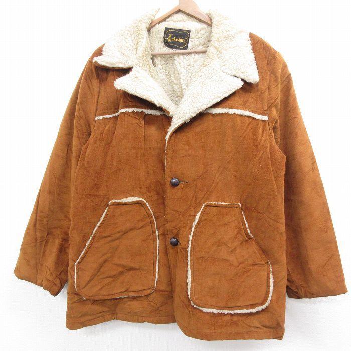 XL/古着 長袖 コーデュロイ ランチ ジャケット コート メンズ 80s 内側