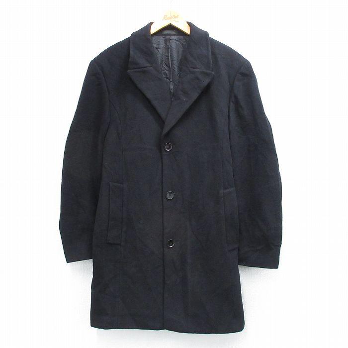 L/古着 カルバンクライン 長袖 ブランド ウール コート メンズ 黒