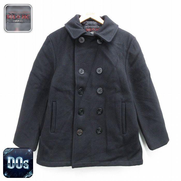 【美品】SCHOTT USA Pコート ブラック メンズ アウター キルティング Schott N.Y.C（ショット） M/古着 長袖 ウール ジャケット ピーコート