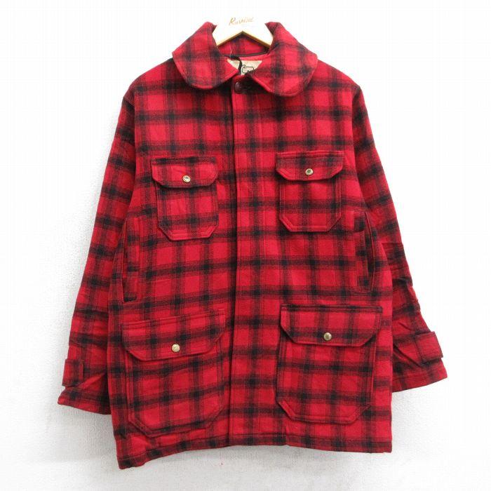 M/古着 ウールリッチ 長袖 ウール ジャケット メンズ 80年代 80s マッキーノ 赤他 チェック 内側キルティング【spe】 25dec27 WOOLRICH（ウールリッチ） M/古着 長袖 ウール ジャケット メンズ 80
