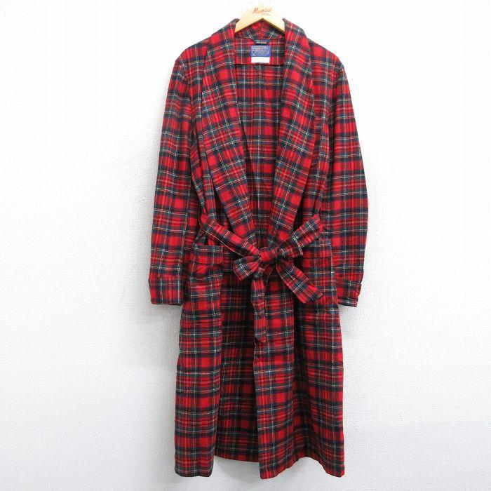 XL/古着 ペンドルトン 長袖 ウール ガウン メンズ 80年代 80s ロング丈 USA製 赤他 タータン チェック【spe】 25dec27 PENDLETON（ペンドルトン） XL/古着 長袖 ウール ガウン メンズ 80年代