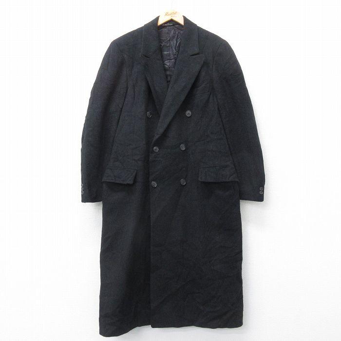 L/古着 長袖 ウール コート メンズ 90年代 90s ロング丈 カナダ製 黒