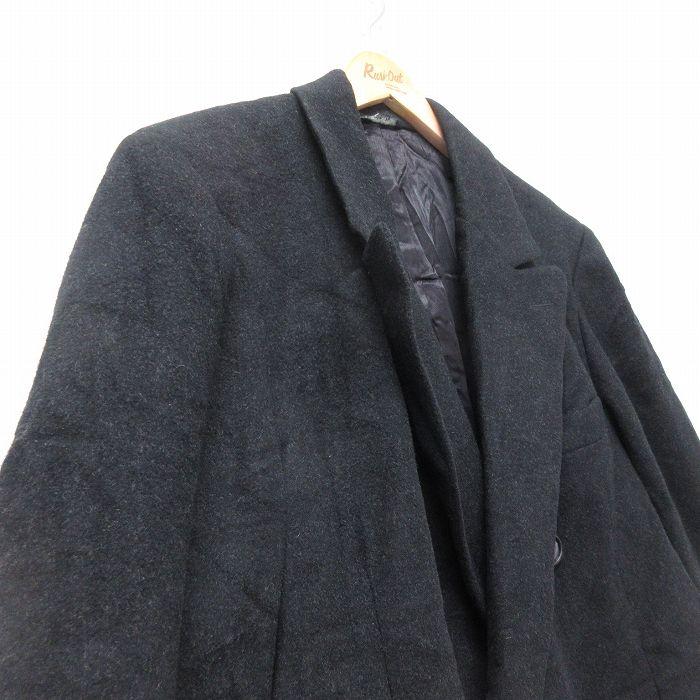 L/古着 長袖 ウール コート メンズ 90年代 90s ロング丈 カナダ製 黒