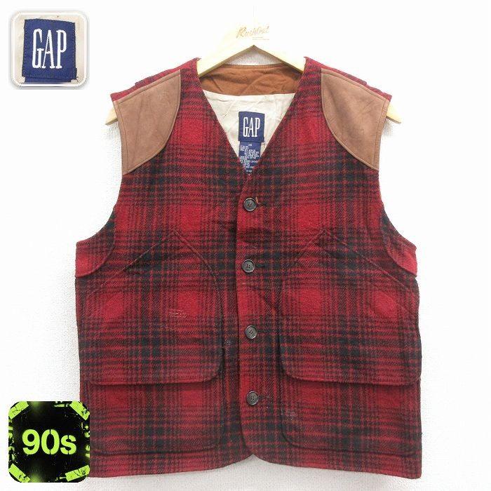 GAP（ギャップ） S/古着 ウール ベスト メンズ 90年代 90s レザー使用 