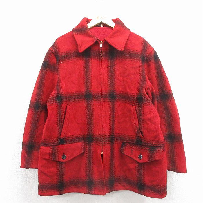 XL/古着 長袖 ビンテージ ウール ジャケット メンズ 60年代 60s マッキーノ 大きいサイズ USA製 タロン 赤他 チェック【spe】 26jan08 20%OFF】XL/古着 長袖 ビンテージ ウール ジャケット メンズ 60年代