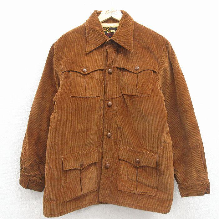 XL/古着 長袖 コーデュロイ ジャケット メンズ 80年代 80s 茶 内側ボア 
