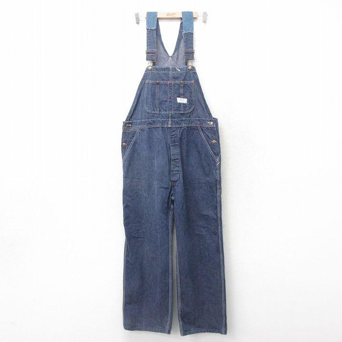W40/古着 パワーハウス ビンテージ オーバーオール メンズ 60s 紺