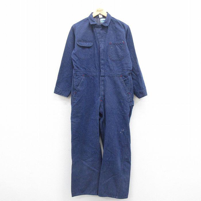 Wrangler（ラングラー） W36/古着 長袖 ツナギ メンズ 80s 濃紺