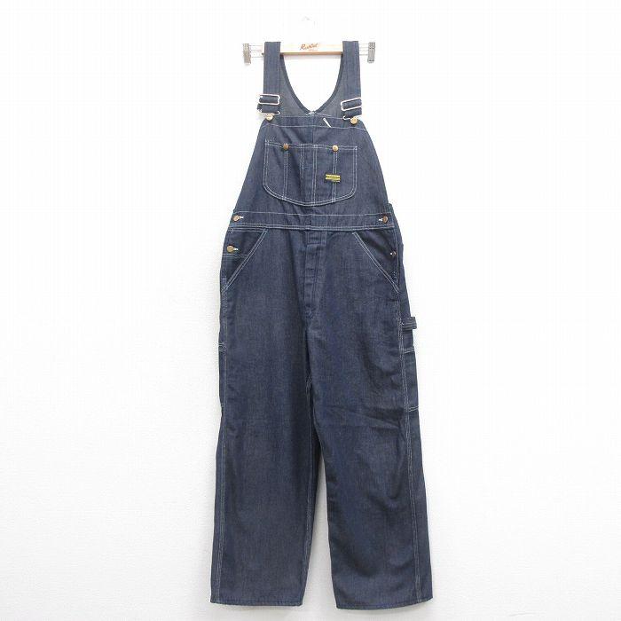 W36/古着 オーバーオール メンズ 80s タロン 紺 ネイビー デニム