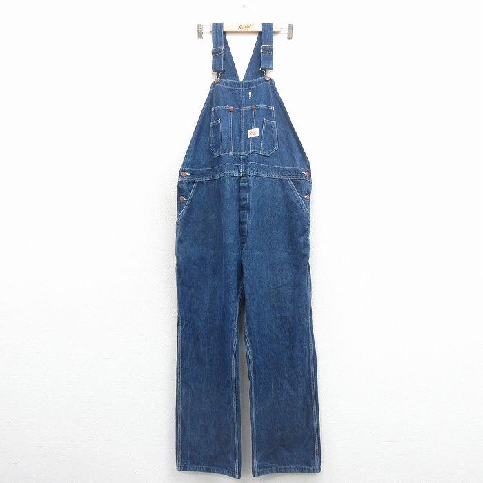 W43/古着 ラウンドハウス オーバーオール メンズ 大きいサイズ 紺