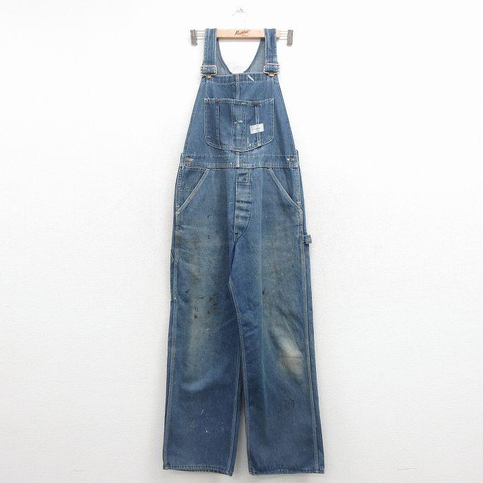 W35/古着 シアーズ オーバーオール メンズ 80年代 80s 紺 デニム