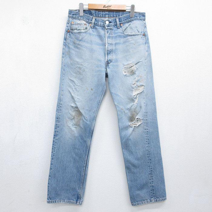 W34/古着 ジーンズ Levis リーバイス 501 メンズ 90年代 90s ボロ