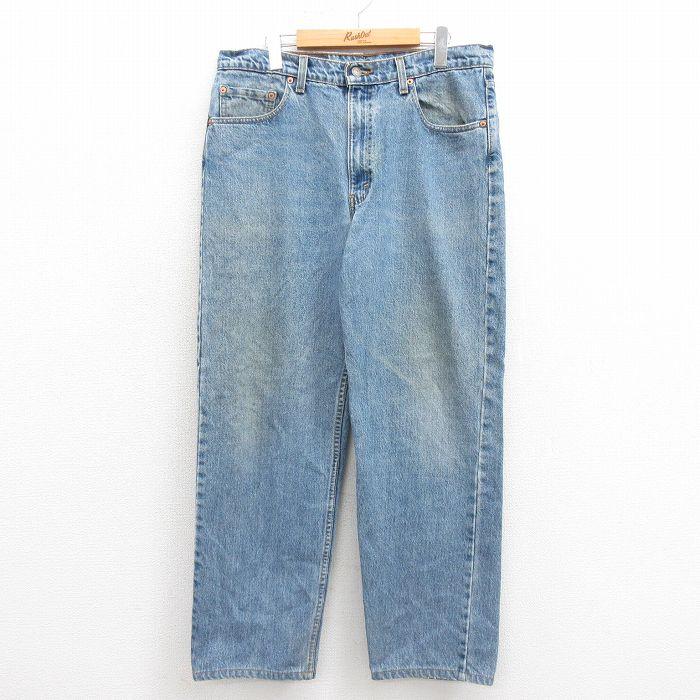 古着 ジーンズ Levis リーバイス 550 メンズ 90年代 90s テーパード コットン USA製 薄紺 ネイビー デニム W35 中古 ボトムス  中古 古着 Levi's（リーバイス） W35/古着 ジーンズ Levis 550 メンズ 90s