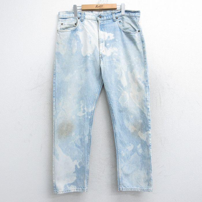 古着 リーバイス Levis 505 メンズ 90年代 90s USA製 薄紺 ネイビー デニム ブリーチ加工 W38 中古 ボトムス ジーパン Gパン  中古 古着 Levi's（リーバイス） W38/古着 Levis 505 メンズ 90s 薄紺 ネイビー