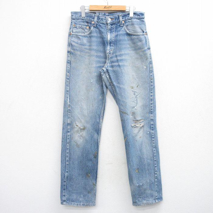 古着 ジーンズ リーバイス Levis 505 メンズ ヒゲ コットン 紺 ネイビー デニム W33 中古 ボトムス ジーパン Gパン ロング パ 中古 古着 Levi's（リーバイス） W33/古着 ジーンズ Levis 505 メンズ ヒゲ