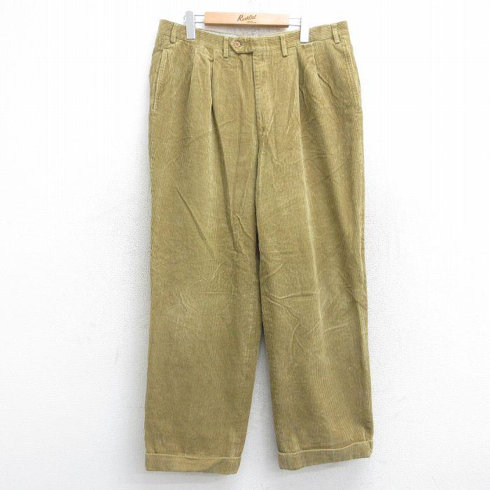 W36/古着 コーデュロイ パンツ メンズ 90s 太畝 コットン ベージュ系