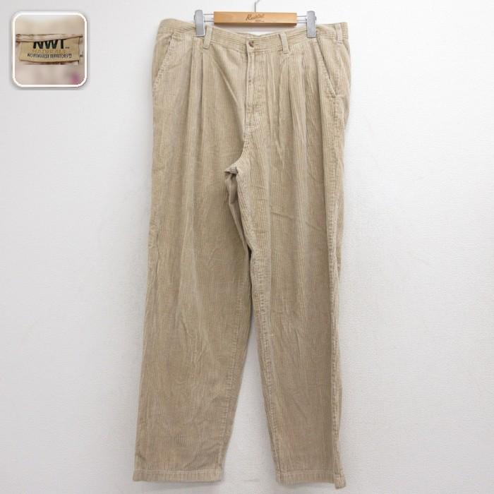 W36/古着 NWT コーデュロイ パンツ メンズ 太畝 ツータック コットン